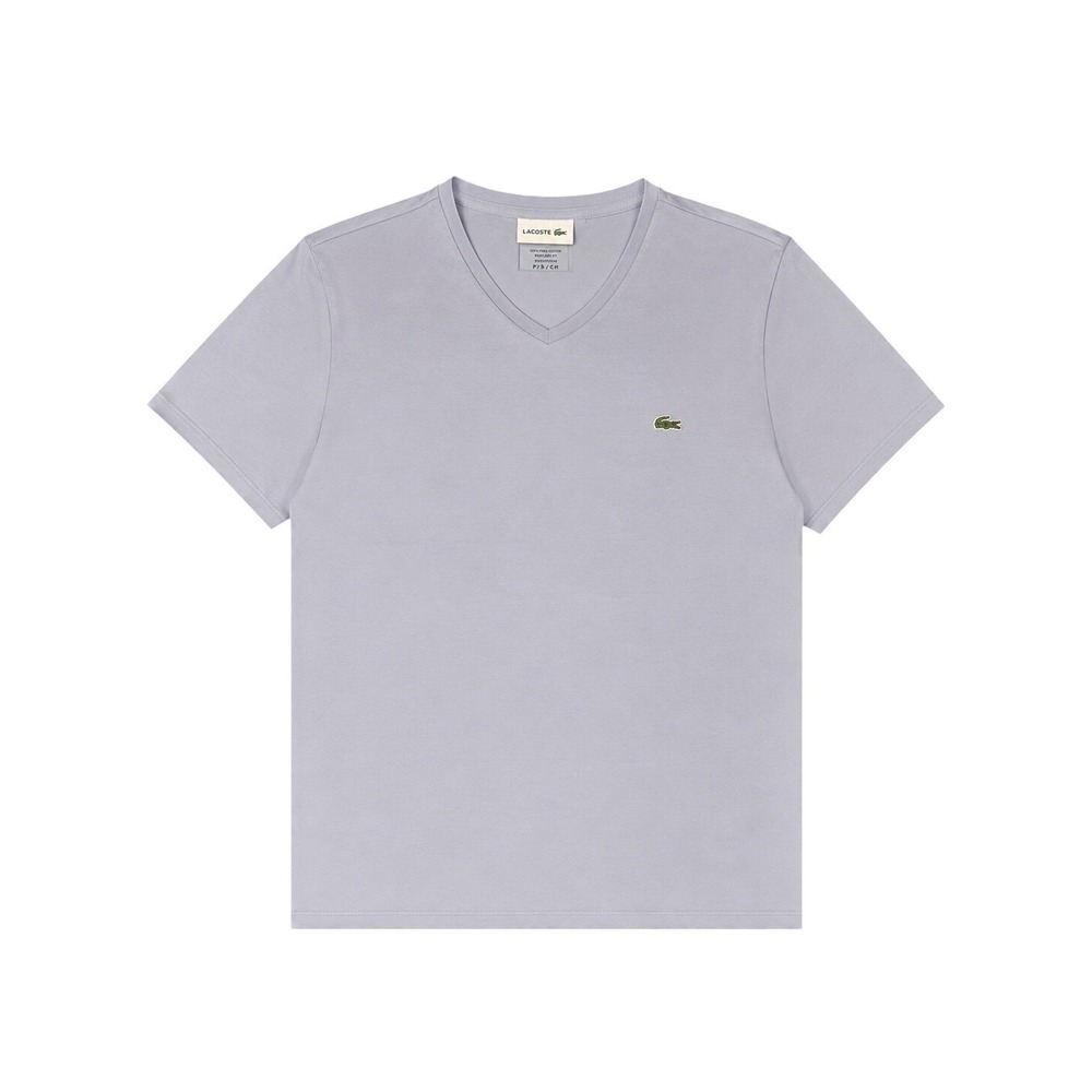 Lacoste Mens Pima Cotton V-Neck T-Shirt Lavender Blue FA12471 Size M (read)